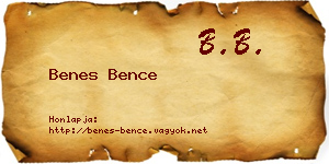 Benes Bence névjegykártya